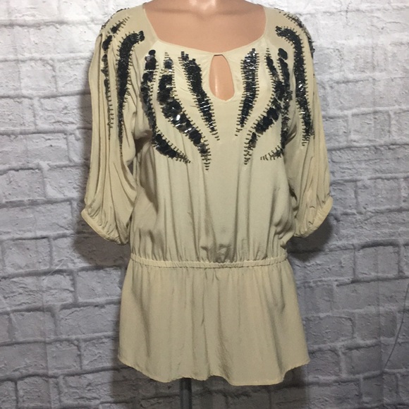 Anthropologie Tops - Anthropologie Yoana Baraschi 100% Silk Beaded Top